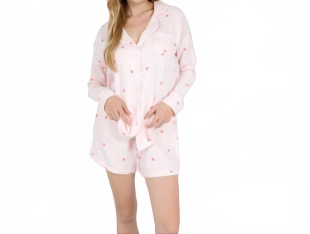 NEW ROSA CLOTHING women's two piece sweetheart gauze pajama set in pink
